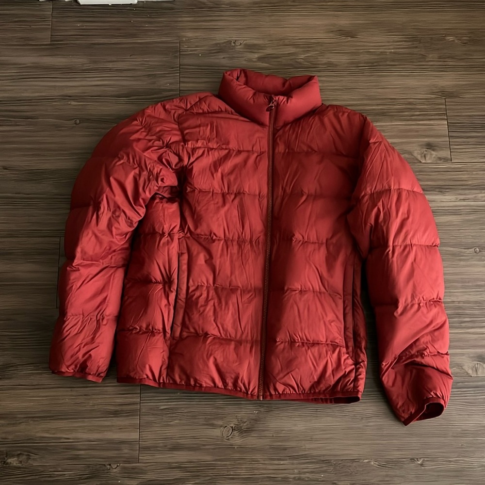 Mens Ultra Light Down Jacket (3D Cut Wide Quilt) size - Medium/Dark Burnt Orange